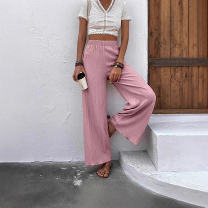 Damen weite Lounge-Hose mit elastischem Bund und Plissees Stalluxe