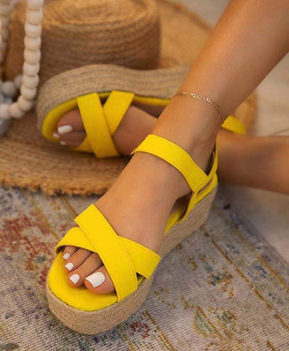 Damen Wedge-Sandaletten mit komfortablem Fußbett und elastischen Riemen Stalluxe