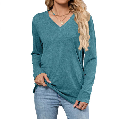 Damen Viskose Langarmshirt mit modischem V-Ausschnitt und lockerer Passform Stalluxe