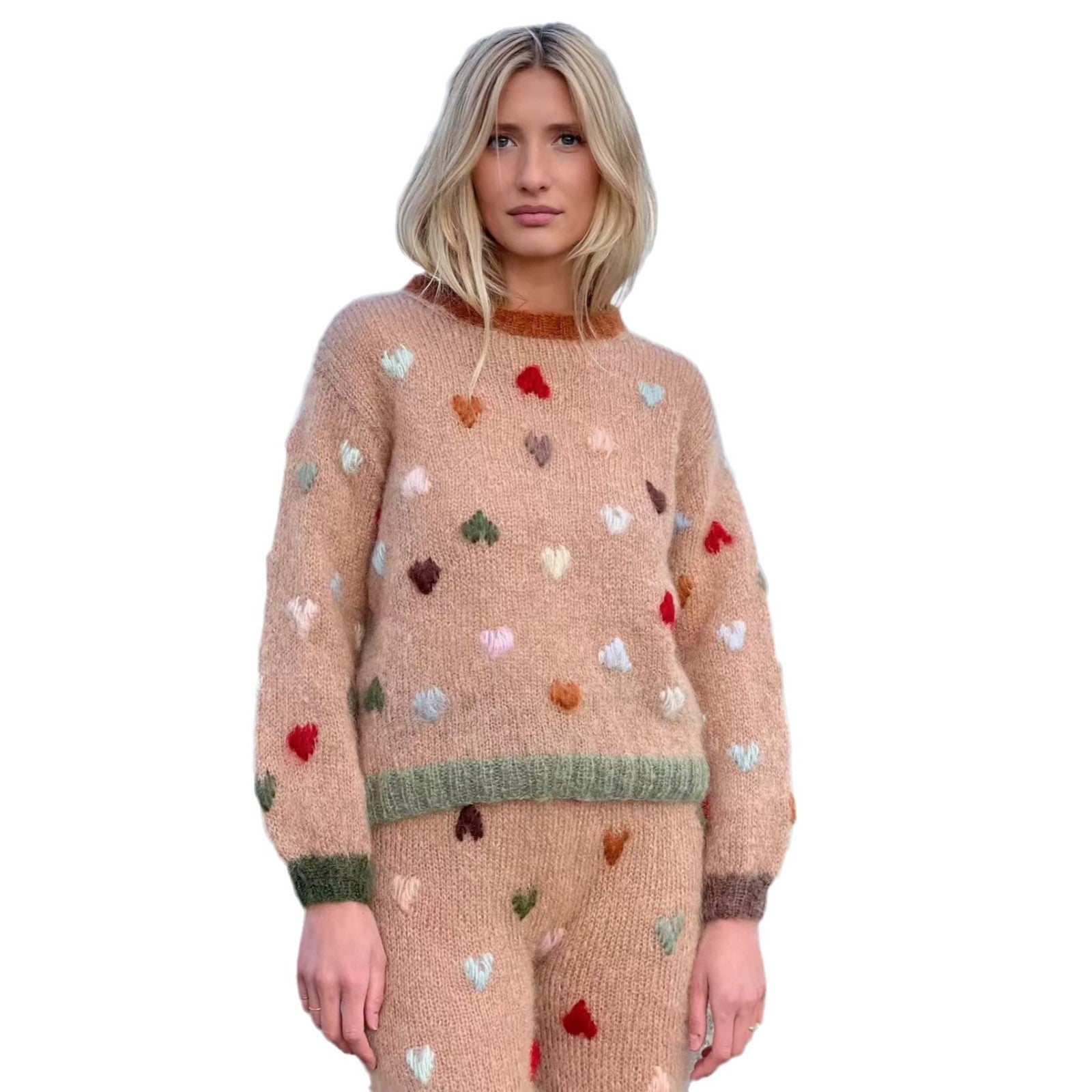 Damen Pullover mit farbenfrohen Herz-Applikationen und weichem Material Stalluxe