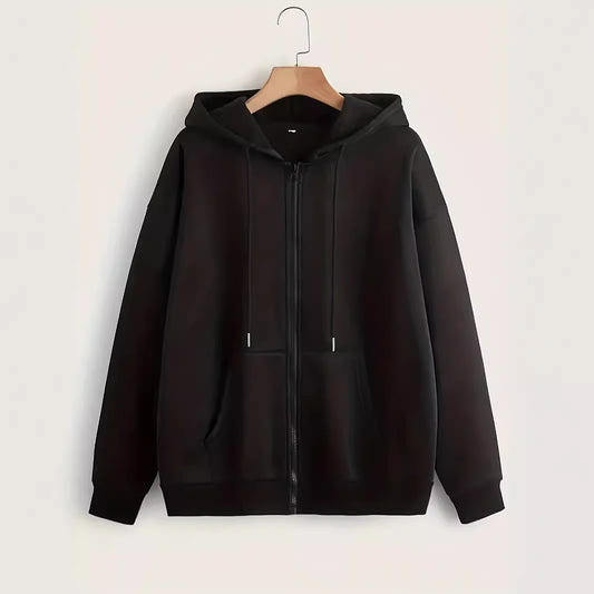 Damen bequeme Kapuzenjacke mit durchgehendem Reißverschluss und geräumigen Taschen Stalluxe