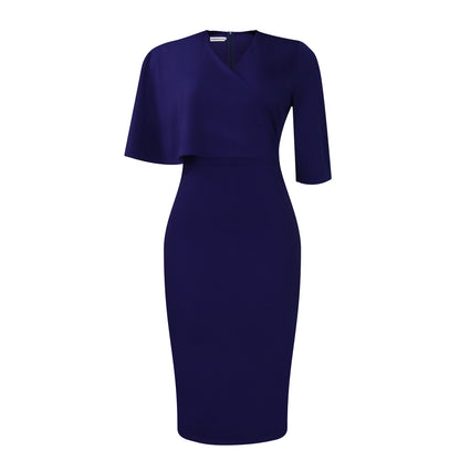 Damen Elegantes Kleid mit asymmetrischem Oberteil und Volantärmeln Stalluxe