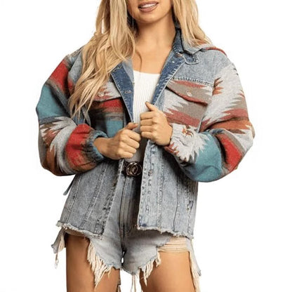Damen Denimjacke im lässigen Boho-Stil mit Kapuze Stalluxe