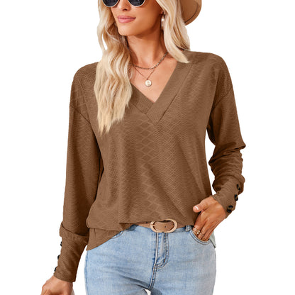 Damen Langarmbluse mit raffiniertem V-Ausschnitt und strukturiertem Design Stalluxe