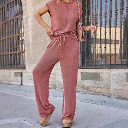 Damen Bequemer Jumpsuit mit weitem Bein und elastischem Bund Stalluxe