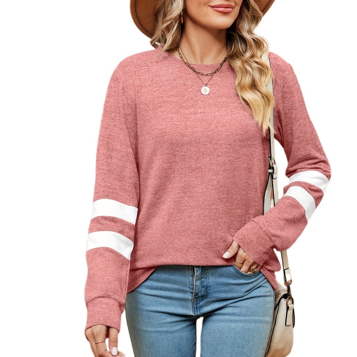 Damen sportliches Sweatshirt mit dekorativen Streifendetails Stalluxe