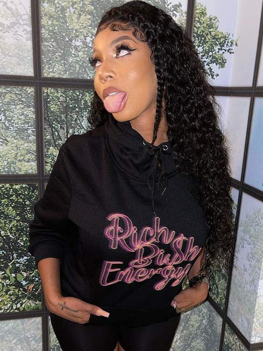 Damen Kapuzenpullover mit kreativem Schriftzug Stalluxe