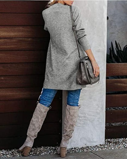 Damen Lange Strickjacke mit offenem Schnitt und lässigem Design Stalluxe