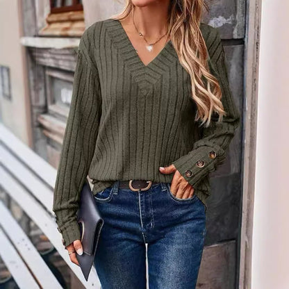 Damen Pullover mit V-Ausschnitt und strukturiertem Design Stalluxe
