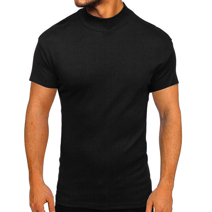 Herren modernes Kurzarm-T-Shirt mit stehendem Kragen und strukturiertem Design Stalluxe