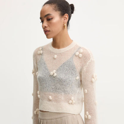 Damen Modischer Pullover mit strukturiertem Design und aufgebauschten Ärmel Stalluxe