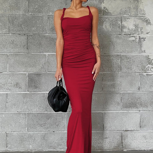 Damen Figurbetontes Maxikleid mit raffinierten Rüschendetails Stalluxe