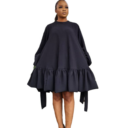 Damen lässiges Tunikakleid mit Rüschen und Bändchen Stalluxe