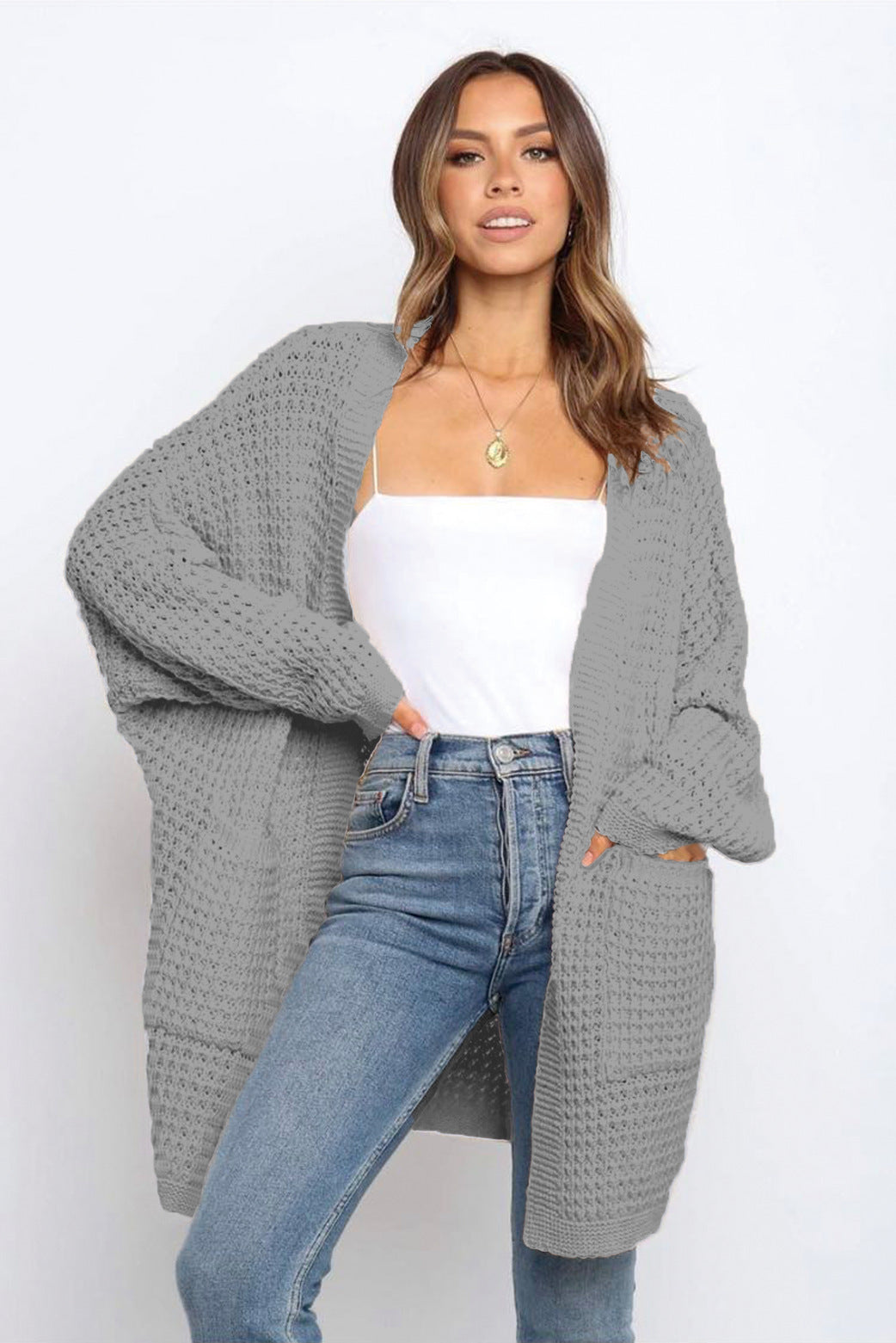 Damen Grobstrickjacke mit lässigem Schnitt und praktischen Taschen Stalluxe