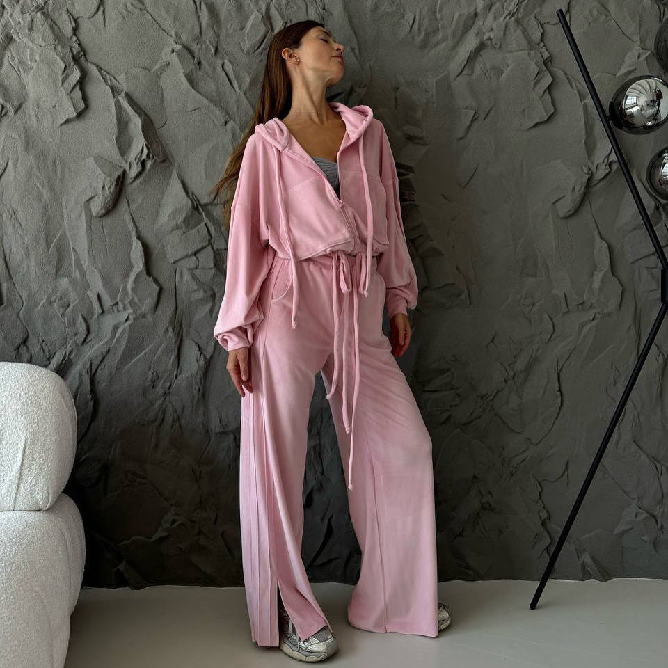 Damen Sportliches Lounge-Set mit komfortablem Hoodie und weitem Hosenstil Stalluxe