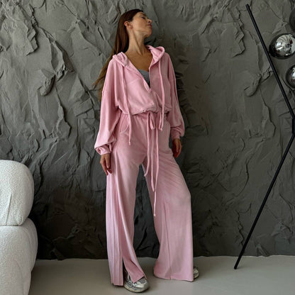 Damen Sportliches Lounge-Set mit komfortablem Hoodie und weitem Hosenstil Stalluxe