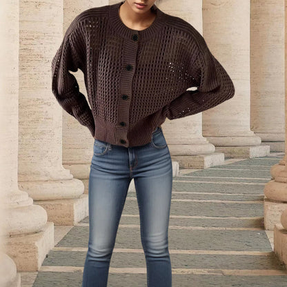 Damen Strickjacke mit luftiger Netzstruktur Stalluxe