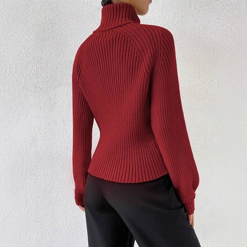 Damen figurbetonter Pullover mit Rippstruktur und Stehkragen Stalluxe