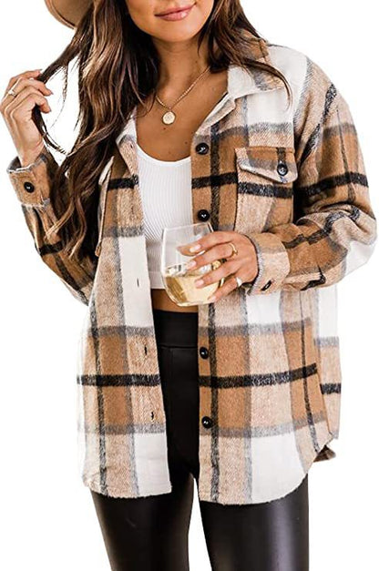 Damen Karierte Overshirt Jacke Stalluxe