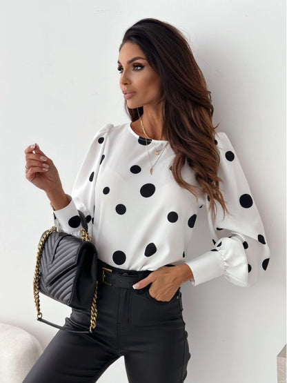 Damen Bluse mit Puffärmeln und Punkten Stalluxe