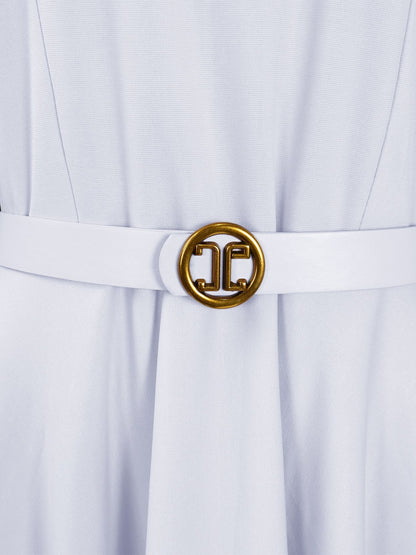 Damen Midi-Kleid mit Puffärmeln und Taillengürtel Stalluxe