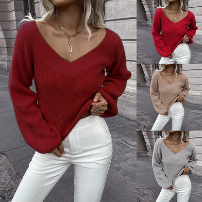 Damen Strickpullover mit V-Ausschnitt und weitem Ärmel Stalluxe