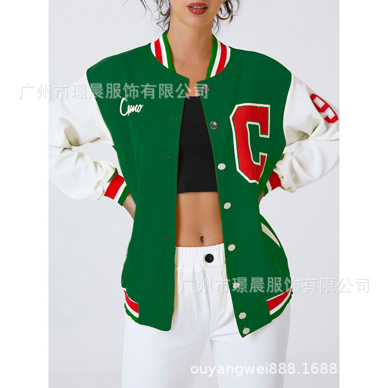 Damen Collegejacke im Vintage-Stil mit Kontrastfarben Stalluxe