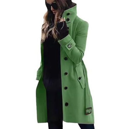 Damen modischer Trenchcoat mit hoch geschlossenem Kragen und praktischen Taschen Stalluxe