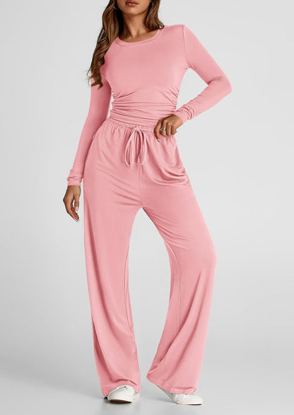 Damen bequemer Jumpsuit mit langem Arm und elastischem Bund Stalluxe