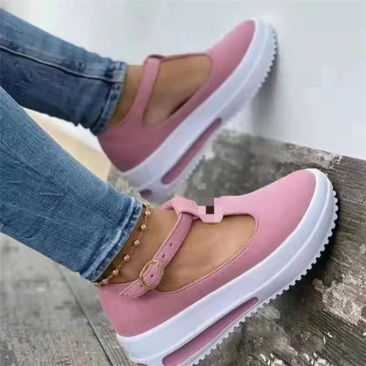 Damen Plateau-Sneaker mit weich gepolstertem Fußbett und verstellbarem Riemen Stalluxe