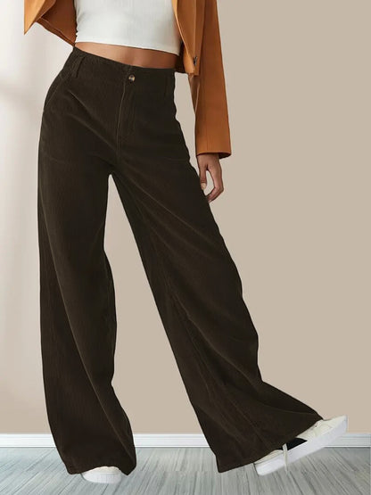 Damen Weit geschnittene Stoffhose mit eleganten Taschen Stalluxe