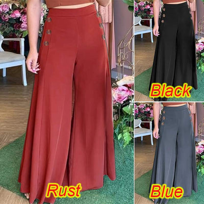 Damen weite Culotte-Hose mit stilvollen Knöpfen Stalluxe