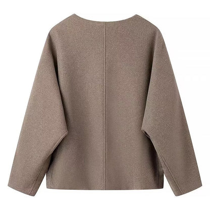 Damen elegante modische Jacke mit strukturiertem Gewebe und langen Ärmeln Stalluxe