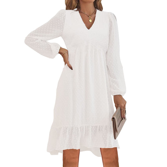 Damen Blusenkleid mit voluminösen Ärmeln und Rüschenabschluss Stalluxe