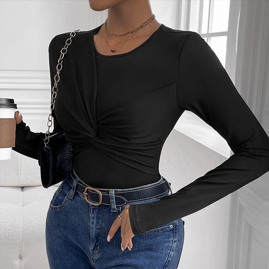 Damen Langärmliger Body mit innovativem Knotendesign Stalluxe