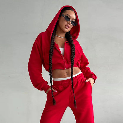 Damen sportliches Cropped Oberteil und weite Freizeithosen Set Stalluxe