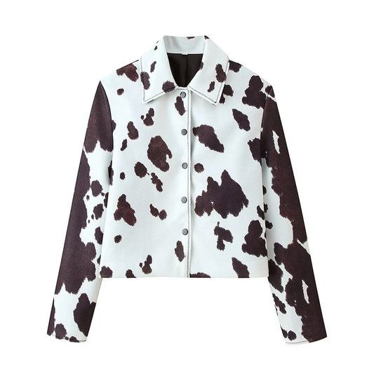 Damen modische Jacke im kreativen Kuhmotiv Stalluxe