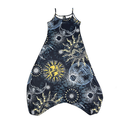 Damen entspanntes Jumpsuit mit grafischem Print und verstellbaren Trägern Stalluxe