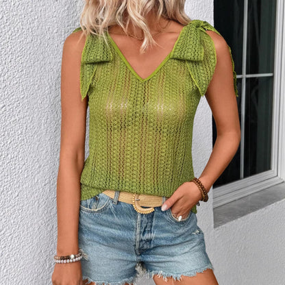Damen Netztop mit Schleifen-Detail Stalluxe