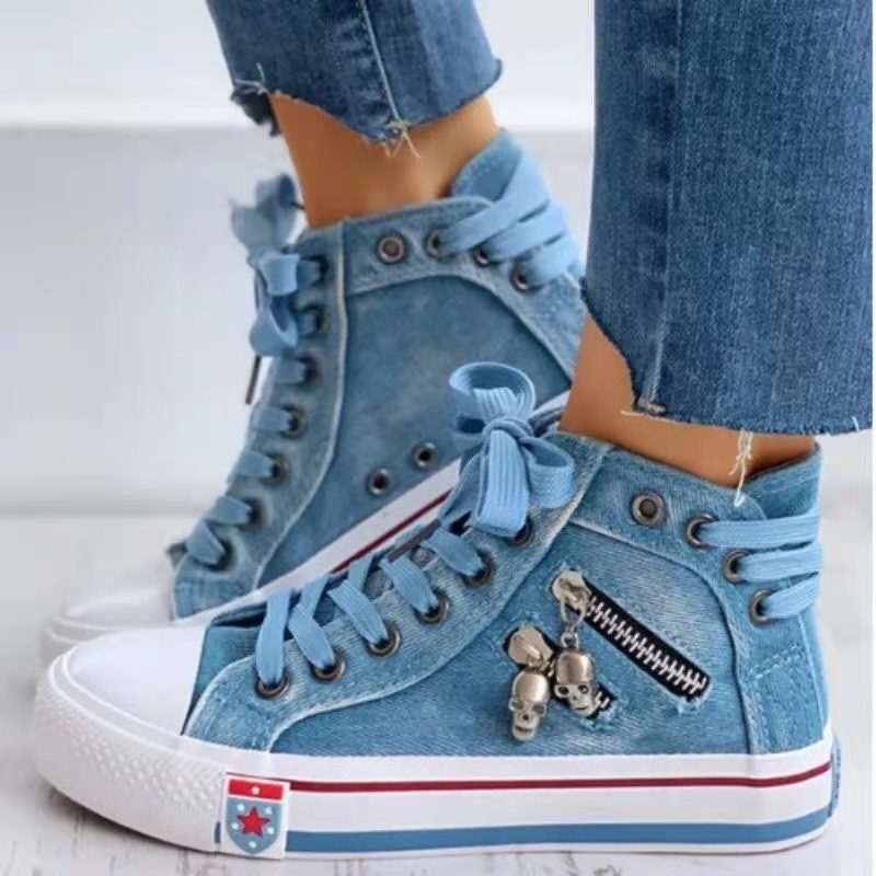 Damen Hohe Sneakers im modernen Used-Look mit modischen Reißverschlussdetails Stalluxe