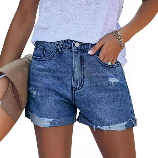 Damen modische Jeans-Shorts im lässigen Distressed-Look Stalluxe