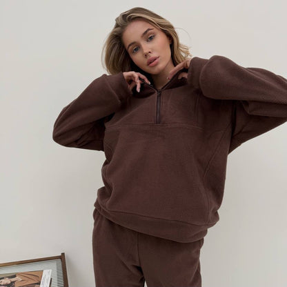 Damen Fleece Freizeitanzug mit Reißverschluss und elastischem Bund Stalluxe