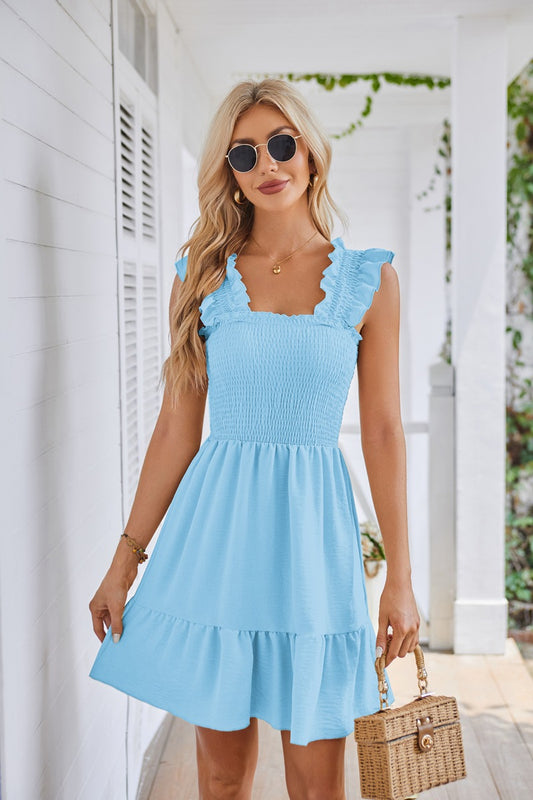 Damen Sommerliches Minikleid mit Rüschendetails und taillierter Passform Stalluxe
