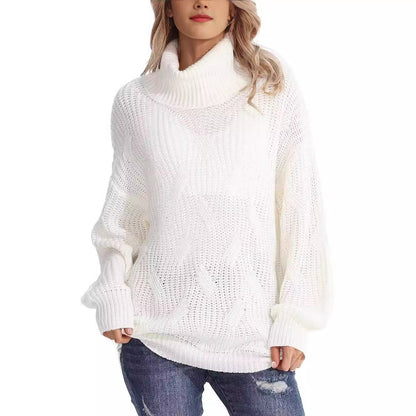 Damen Weicher Strickpullover mit hohem Kragen und Kabelmuster Stalluxe