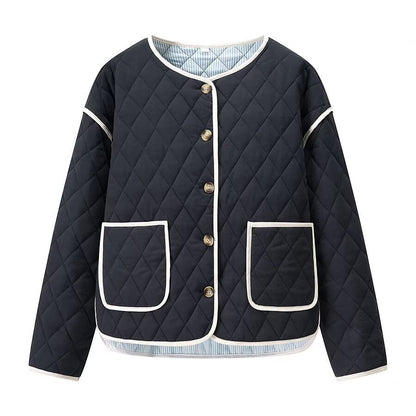 Damen gesteppte Übergangsjacke mit rundem Kragen und praktischen Taschen Stalluxe