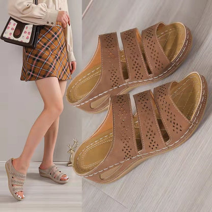 Damen komfortable Zehentrennersandalen mit perforierten Riemen und anatomischem Fußbett Stalluxe