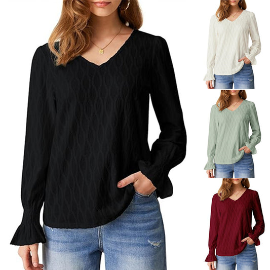 Damen modische V-Ausschnitt Bluse mit raffinierten Rüschendetails Stalluxe