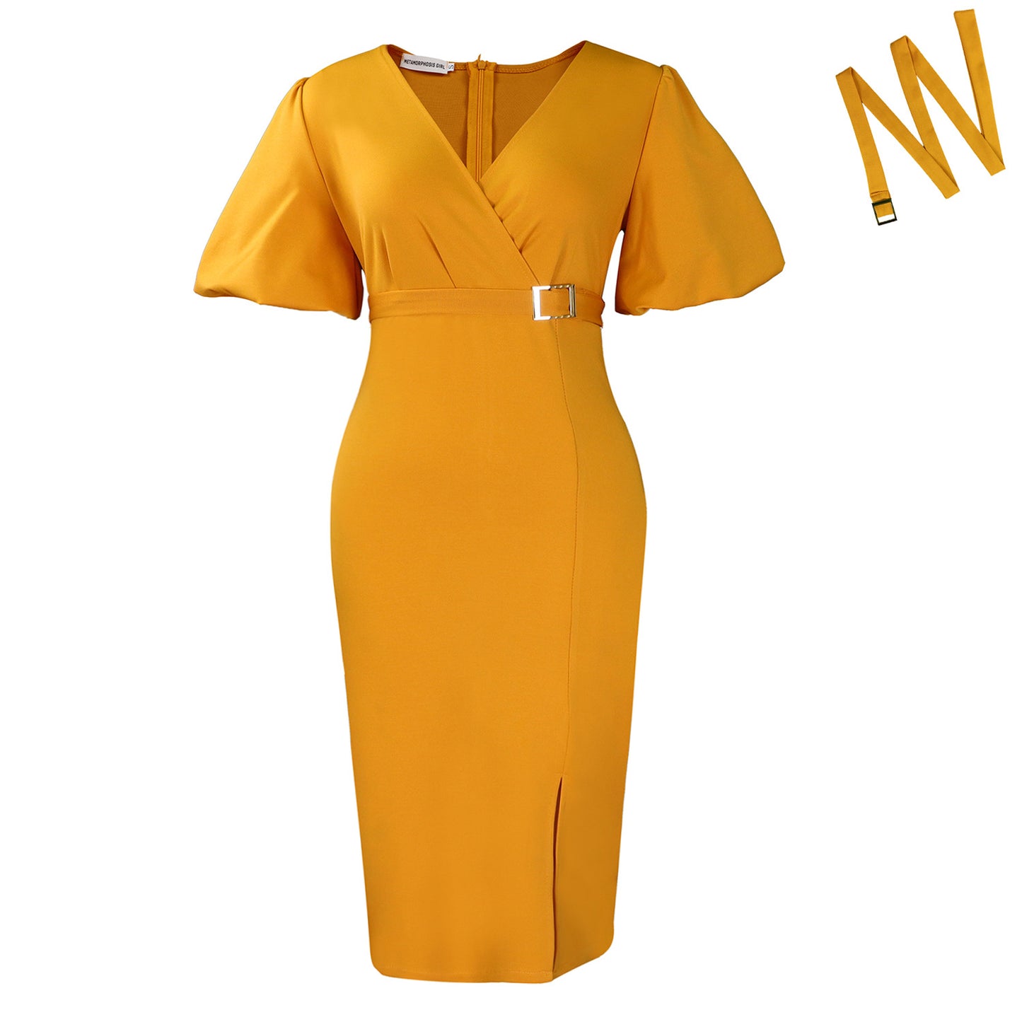 Damen Wickelkleid mit eleganter Akzentgürtelschnalle Stalluxe