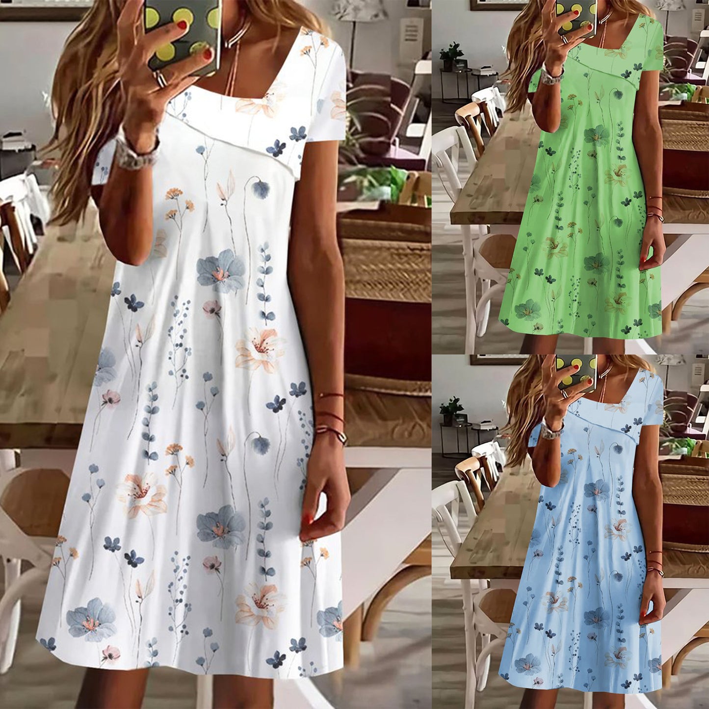 Damen Sommerkleid mit floralem Design und weitem Schnitt Stalluxe