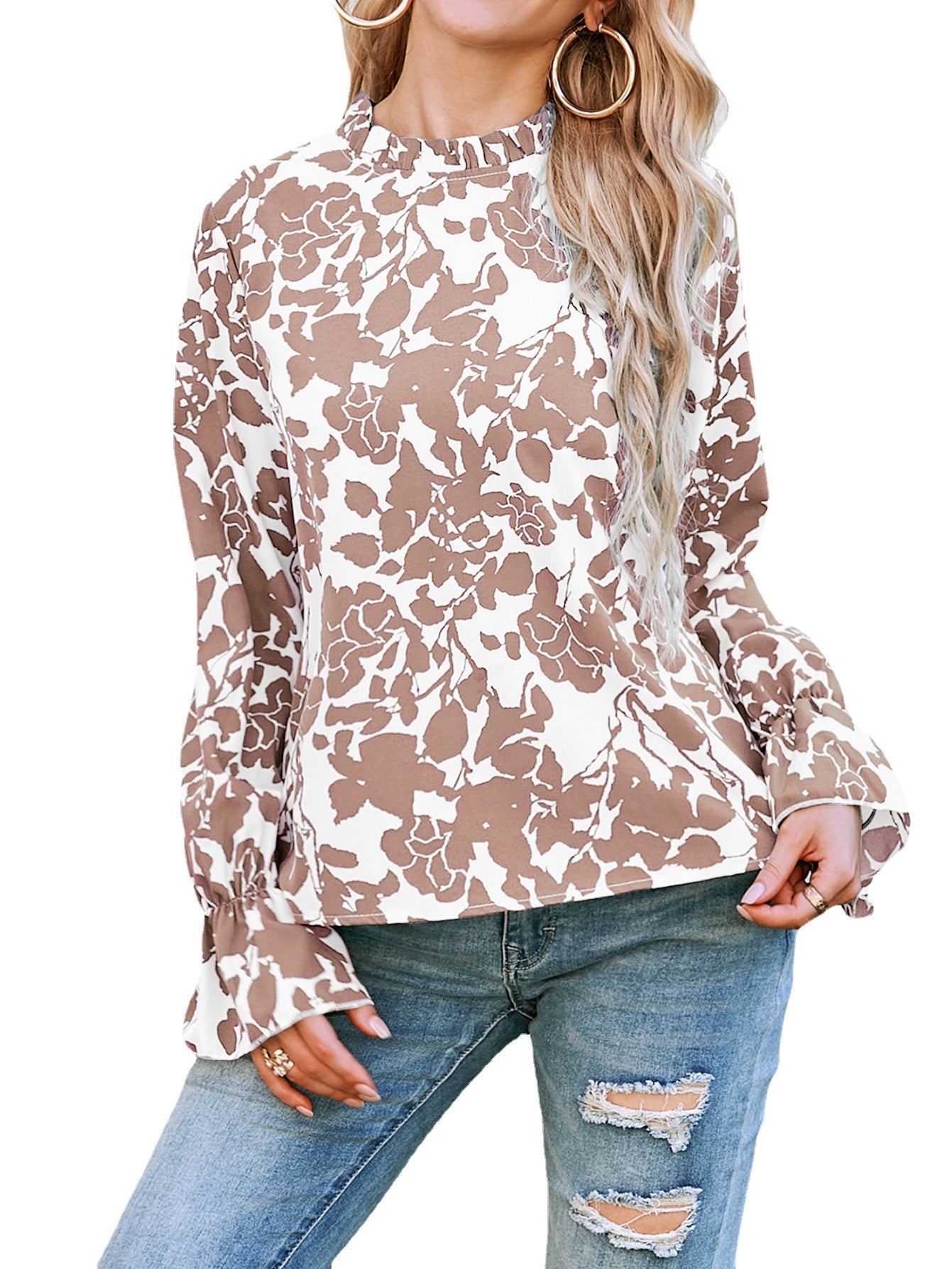 Damen Bluse mit floralem Design und Rüschendetails Stalluxe